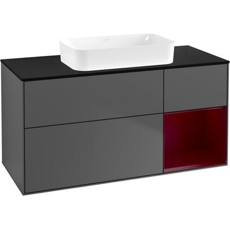 V&B Waschtischunterschrank Finion 120x60 cm, Reg re Peony, Anthracite matt (1/2)