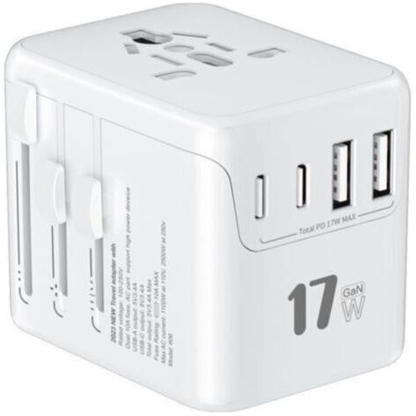 Adaptateur de Voyage Universel Adaptateur Prise Universelle PD 17W avec 2 USB et 2 Type C Adaptateur Universel France vers USA UK Allemagne Australie Chine Japon (1/5)