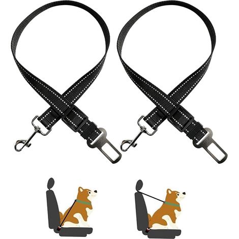 Harnais de sécurité pour Chien Voiture 2 pièces avec Absorption des Chocs et Mousqueton réglable en Nylon Robuste pour Tous Types véhicules Ceinture sécurité pour Chien et Chat Attache Voiture (1/5)