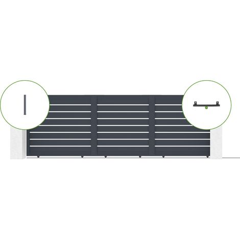 Pack portail coulissant électrique 500x160cm VOGEL + 2 poteaux + moteur RANGER C300 (1/4)