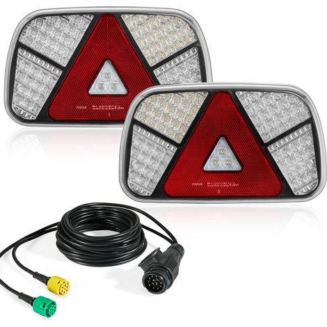 Kit Feu Remorque LED Avec Faisceau 13 Broches Câble 4m, Jeu de Feux Arriere Remorque 7 Fonction,Kit Éclairage Remorque Led 13 Broches 12V (1/5)