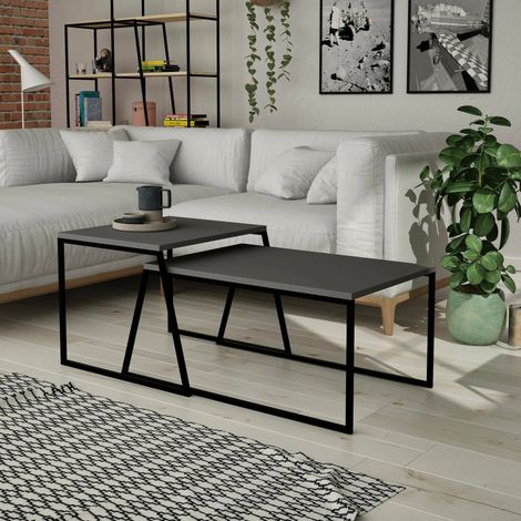 Tavolino da Salotto Menkent, Portariviste, Forma Rettangolare, 50x88x38h cm Nero (1/5)