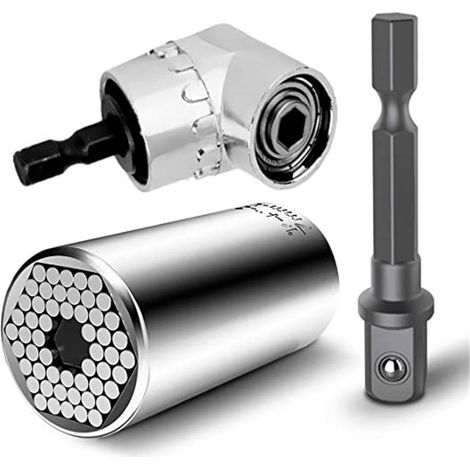 7–19 mm Multifunktions-Universal-Ratschenschlüssel, metrischer Schraubenschlüssel-Bohradapter und 105-Grad-Winkelverlängerung für elektrische Schraubendreher, 1/4 Zoll 6 mm Sechskant-Magnetbohrer