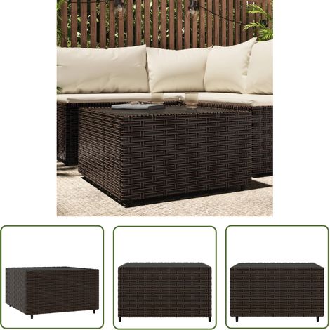 The Living Store Garten-Couchtisch Quadratisch Braun 50x50x30 cm Poly Rattan - Gartenmöbel - Outdoor Möbel - Esszimmerset - Balkonmöbel - Terrassentisch (1/5)