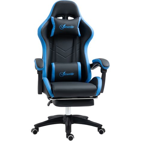 Chaise gaming de bureau inclinable VARETTA noir et bleu (1/5)