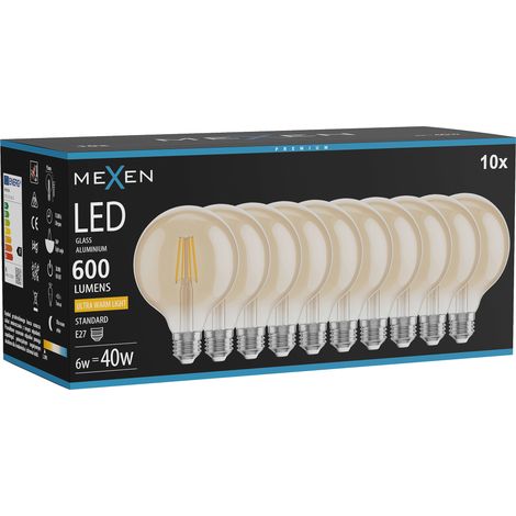 Mexen Vintis 10x Ampoule filament LED E27, G95, 6W, Chaude - 2200K, 600 lm, ambre - L157-E27-0622-50x10 (1/5)