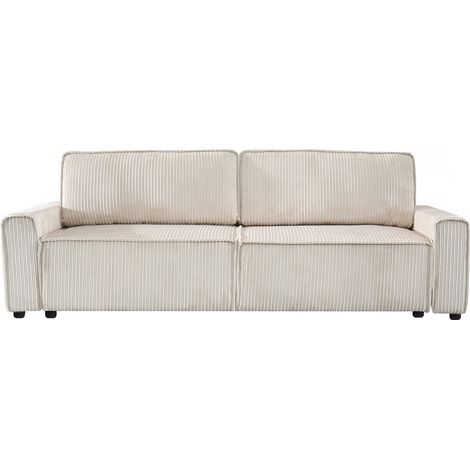 Sofá cama de pana "Montaigne" - 3 plazas - Beige (1/5)