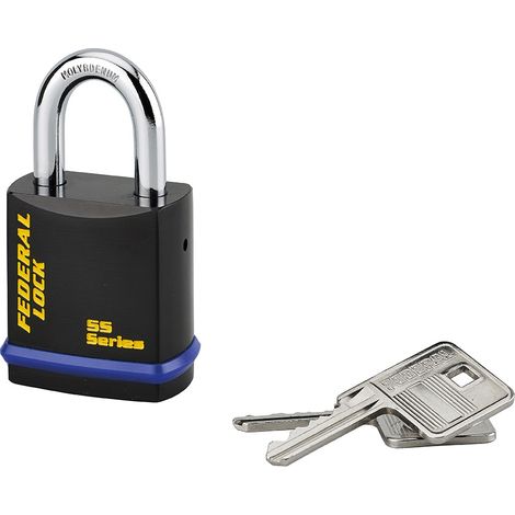 Lucchetto con chiave Federal Lock 710, acciaio, costruzione, arco in molibdeno, 46mm, 2 chiavi, nero - THIRARD