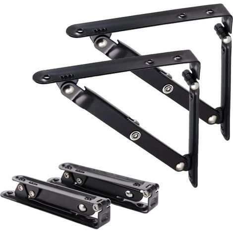 Lot de 2 Generic Equerre Etagere 150mm, Support Pliant Équerre Pliante Mural Pliable Équerre pour Étagère en Angle de 90 Degrés Supports d Étagères (1/4)