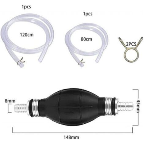 Pompe à essence manuelle, 2 m, siphon, pompe de transfert, pompe à essence, pompe d'aspiration, pompe à huile avec pinces métalliques pour pompe diesel, eau, liquide, aquarium (1,2 m) (1/4)