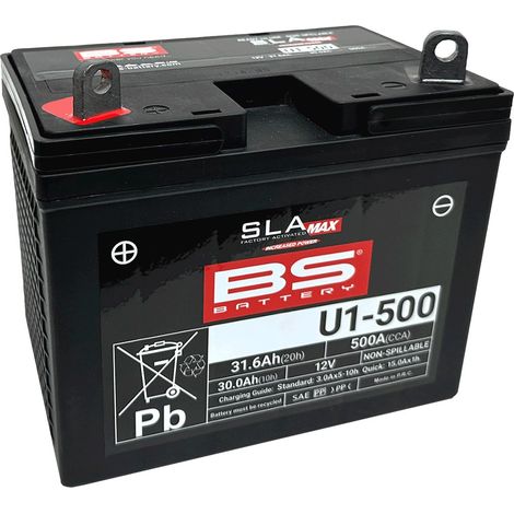 BS 2025/08 BATTERIE U1-500 MAX (FA) 12V 30AH 195X125X176 SANS ENTRETIEN - À LINGETTES NUTRITIONNELLES (COURANT DE DÉMARRAGE AUGMENTÉ) (500A) VTT / SSV POLARIS / YAMAHA (1) (1/2)