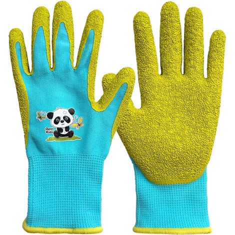 Gants de jardinage de sécurité pour enfants de 4 à 7 ans et de 8 à 10 ans, paume en caoutchouc, résistants à l'eau et à la saleté. (1/5)