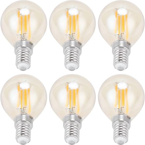 Ampoule à Filament doré G45 LED 2700K 4W E14, Ampoule en Verre Transparent Vintage pour Lustres en Cristal, 6 Pièces, Lumière Blanche Chaude, éclairage Intérieur (1/5)
