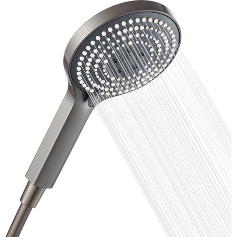 Pommeau de Douche avec Tuyau de 1.6m - 6 Modes de Massage Pulvérisation, Flexible et Économie d'Eau, Shower Head, Chrome Noir (1/5)