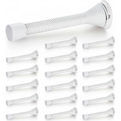 Butées de porte, lot de 18, Blanc, à ressort, avec butée en caoutchouc, pour le bas de la porte (1/5)