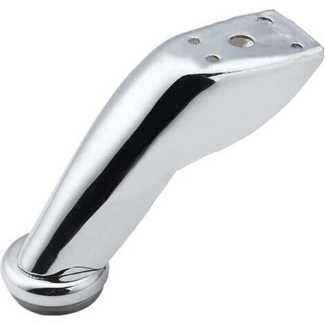 Pieds de meubles en fer chromé (lot de 4), pieds pour canapés inclinables, pieds de table basse, pieds de table inclinés (argent, 9,5 cm)