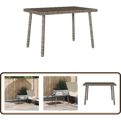 VidaXL Table basse de jardin rectangulaire gris 60x40x37 cm rotin