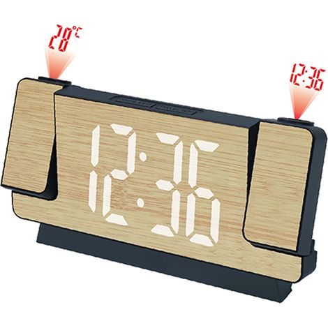Sveglia LED multifunzionale con proiezione effetto bambù - ampio display digitale semplice - orologio elettronico silenzioso - orologio da scrivania USB