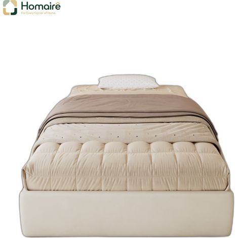 Bettgestell aus Polyester 205 x 137.5 x 103 cm beige Samt HOMAIRE (1/5)