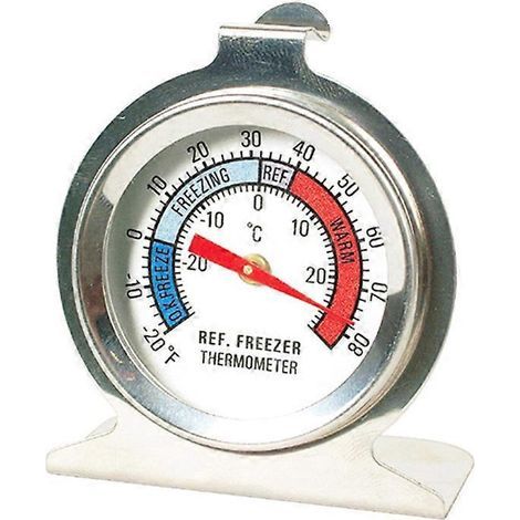 Großes Edelstahl-Thermometer für Kühlschrank/Gefrierschrank mit großem Zifferblatt – Silber (1/3)
