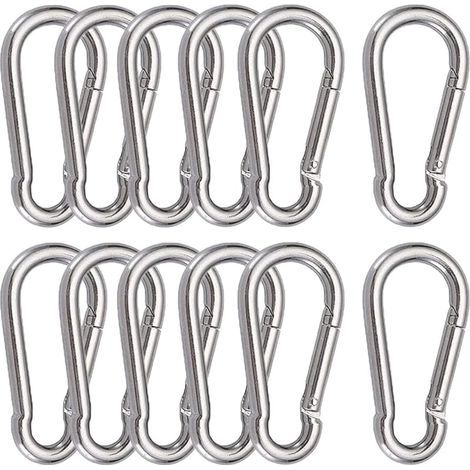 12 Pièces Mousquetons M6 Mousqueton INOX 304 Crochet Mousqueton Boucle à Ressort pour Suspendre Crochet Fixe 60 x 6 mm (1/5)