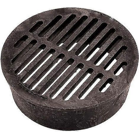 Siphon de sol moderne en fonte avec grille en acier et bride de 10 cm. (1/4)