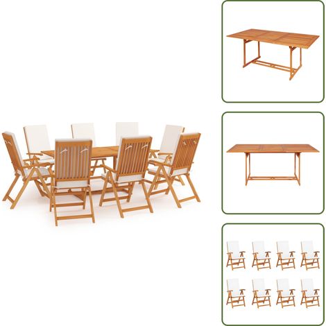 Cuscini in teak - vidaXL Set da Pranzo da Giardino 9 pz con Cuscini in Legno di Teak - Mobili da giardino