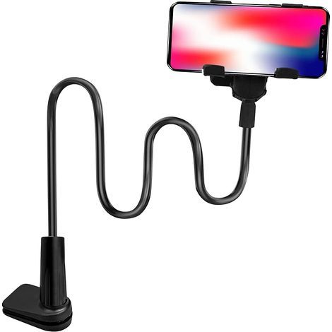 Support de Téléphone Portable à Col de Cygne, Support de Tablette et Smartphone Pliable-Bras Flexible 360 Clip De Montage Support, Noir 75 cm de Longueur Totale (1/5)