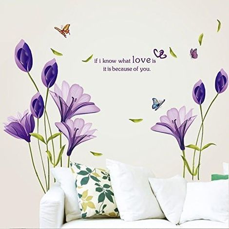 Autocollant Murale Fleur De Lis - 2 Feuilles 30 x 90 cm - Décor Réutilisable Pour Chambre Enfants Bureau Séjour - Facile À Poser Et Retirer Sans Trace (1/5)