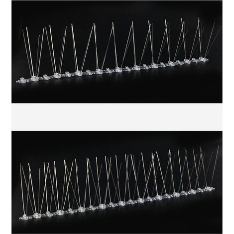 Pics anti-oiseaux en acier inoxydable 304, aiguilles antirouille, couverture de 25 cm, base flexible, pour balcon et toit. (1/5)