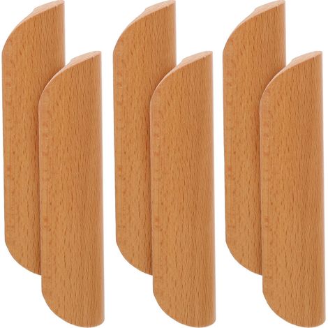 6 Pièces Poignées de Meuble Bois Massif Résistantes et Lisses pour Armoires de Cuisine Salon Bureau et Chambre Design Vintage et Moderne Installation Facile (1/5)