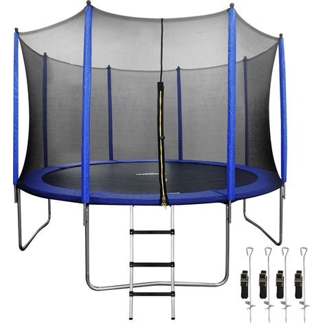 Dellonda DL95 Heavy-Duty Outdoor Trampoline with Safety Enclosure Net, Anchors & Ladder 12ft