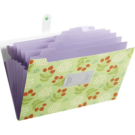 Chemise extensible à imprimé floral avec 8 poches accordéon, format A4 ou Lettre. (1/5)