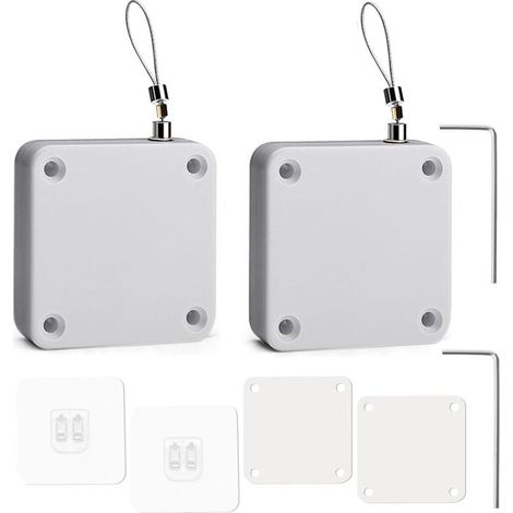 Ferme-Porte Automatique, 2 Pièces Capteur Automatique sans Trou, Ferme-Porte Automatique Avec Capteurs Avec Cordon de Serrage, Sans Perforation Pour chambre à coucher Blanc (1/4)
