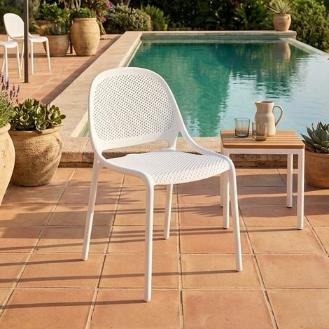 Chaise extérieur en polypropylène blanc Colette (1/5)