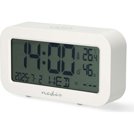 Nedis Digital-Schreibtisch-Wecker / LCD / Backlight / Snooze-Funktion / Datumsanzeige / Timer / Holz