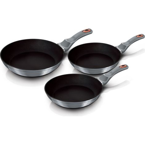 Berlinger Haus Moonlight Set 3 Sartenes 20-24-28cm Inducción, Aluminio Forjado, Antiadherente Titano Ecológico sin PFOA  Gris