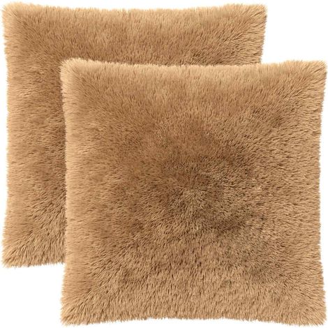 Housse de coussin 2 pcs HEERLEN Taupe 65 x 65 cm Fleece PV vidaXL