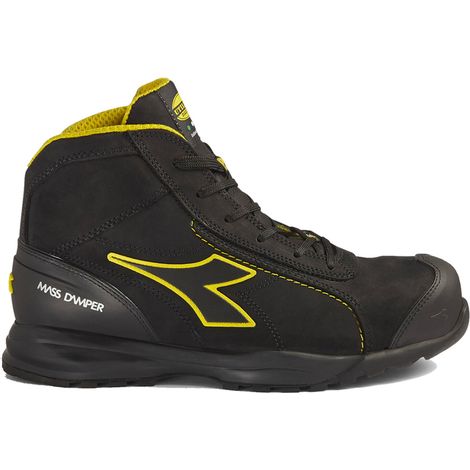 Diadora – Chaussures de travail mid S3 HRO SRC ESD – Nubuck soie hydrofuge – Semelle anti-perforation K Sole – Confort 11 – Taille 40 (EU) – Noir