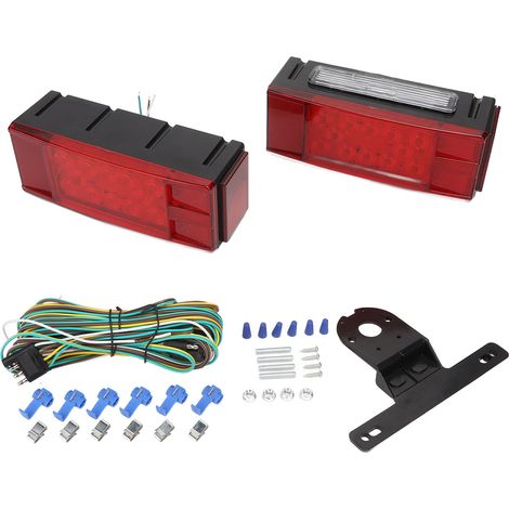 2 pièces 12V lumières de remorque LED Submersible étanche feu arrière rectangulaire pour bateaux marins RV.