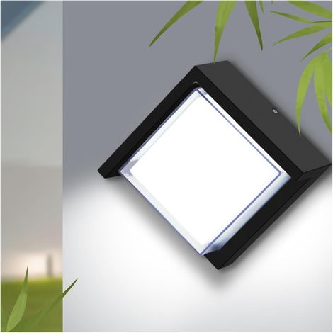 Aplique de pared exterior, luz diurna de 6000 K, luminaria exterior pequeña a prueba de óxido, luz LED cuadrada negra de 12 W para porches, resistente al agua, para porches. (1/5)