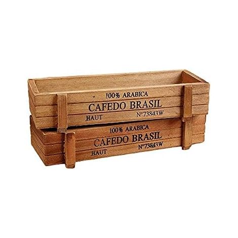 AIDUCHO Boîte À Pot De Fleurs En Bois, Fleur Lit Pot Rectangle, Lot De 2 Jardinières Rectangulaires Pour Plantes Succulentes Intérieur/Extérieur 22,5 X 8,4 X 4,1 Cm (1/5)