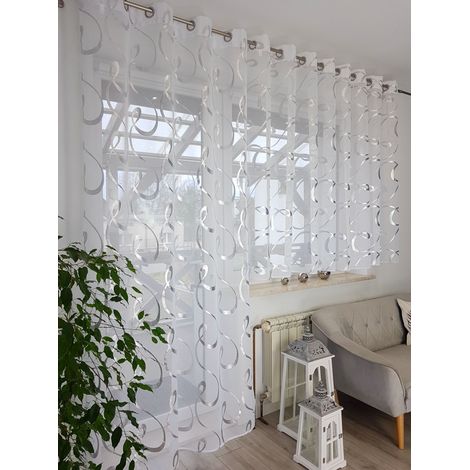 Ensemble rideau de balcon en maille à motif argenté tendance, 250 cm (1/5)