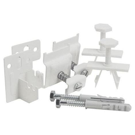 Blanc Habitat – Fixations pour radiateur tubulaire – Lot de 2 consoles blanches RAL 9010 – Écartement réglable 30 à 40 mm – Vis et chevilles incluses (1/3)