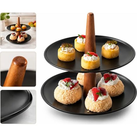 Panier a fruits 2 niveaux en metal noir, plateau de rangement, cuisine table a manger (1/5)