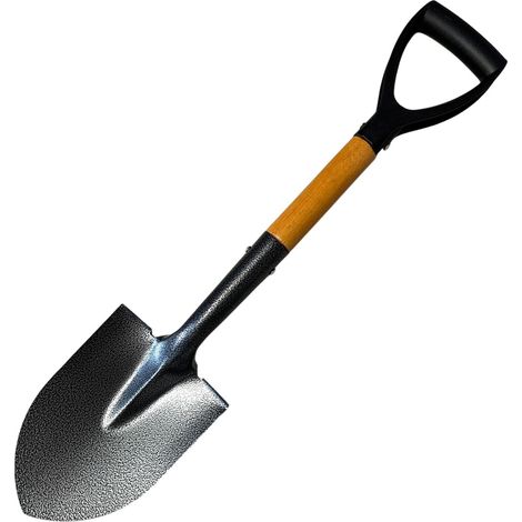 Pelle de 70 cm avec poignée en D - Bêche de jardin compacte avec manche en bois et lame en métal - Pelle pour jardin, terre, parterres et travaux de plantation - Pelle courte pratique (1/5)