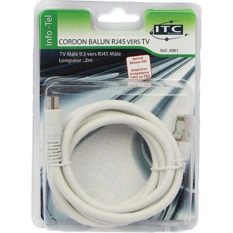 Cordon tv 9.52 / rj45 - 2m Itc 4981
