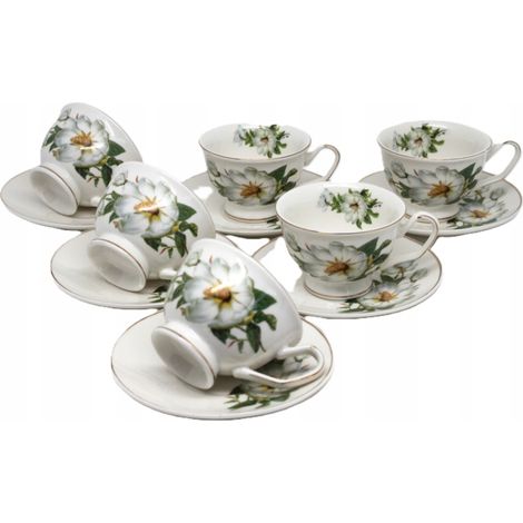 Elegantes 6-teiliges Tassenset mit Untertassen für Espressotassen (80 ml) (1/5)
