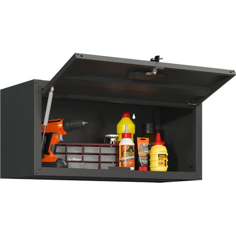 Garage, atelier, cave ou cuisine - armoire de rangement murale en acier, porte relevable avec serrure (1/5)