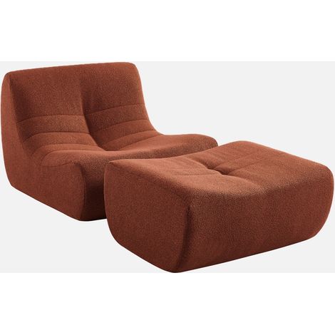 Sillón de borreguito texturizada con reposapiés